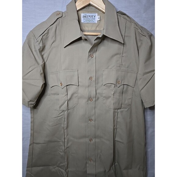 The Deputy Short Sleeve Button Shirt, Sz 16½, USA Made Khaki - Picture 5 of 9